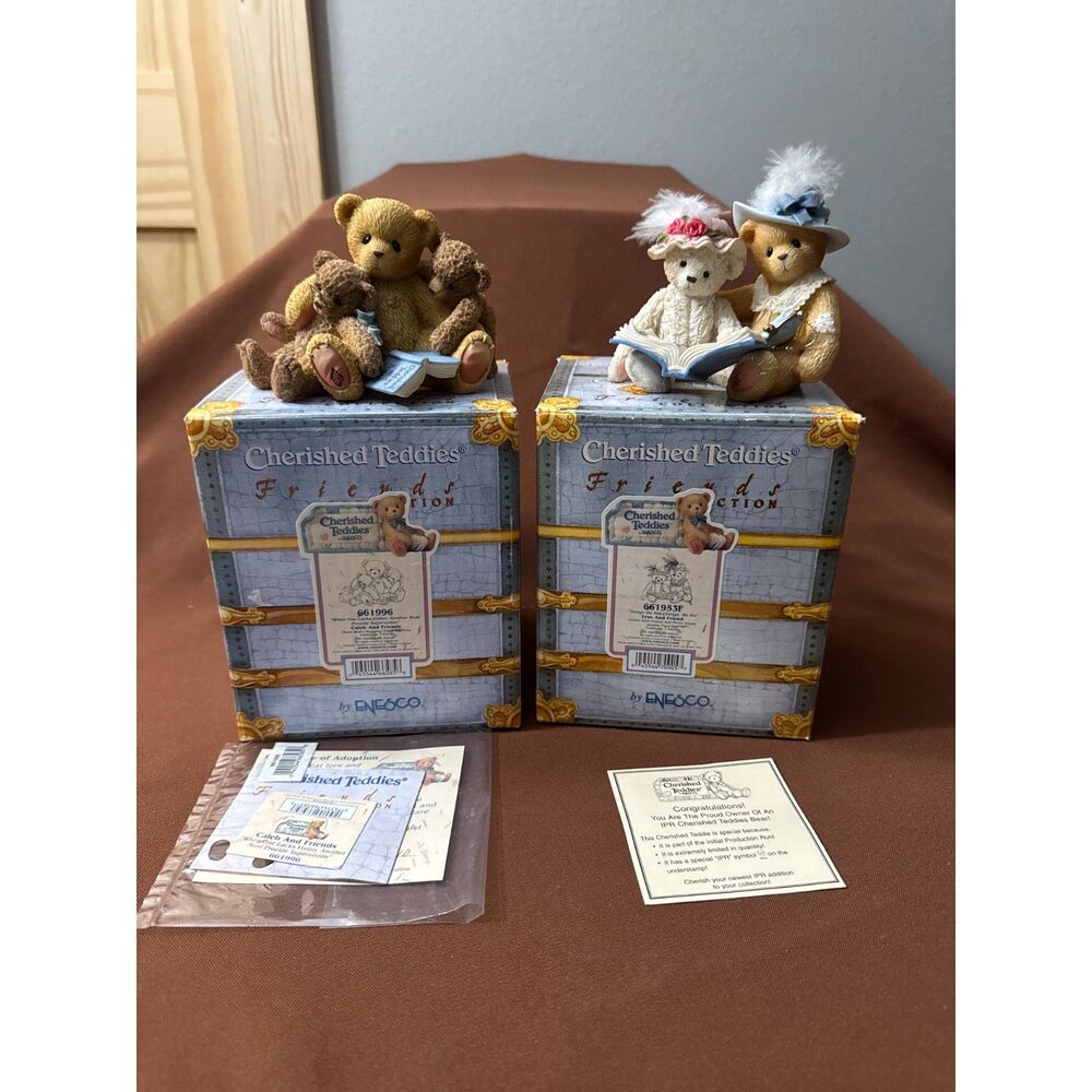 Lot of 2 Cherished Teddies Caleb and Friends #661996 & Tess and Friend #661953F